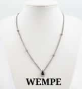 18 kt Gold WEMPE Saphir-Brillant-Collier, WG 750/000,