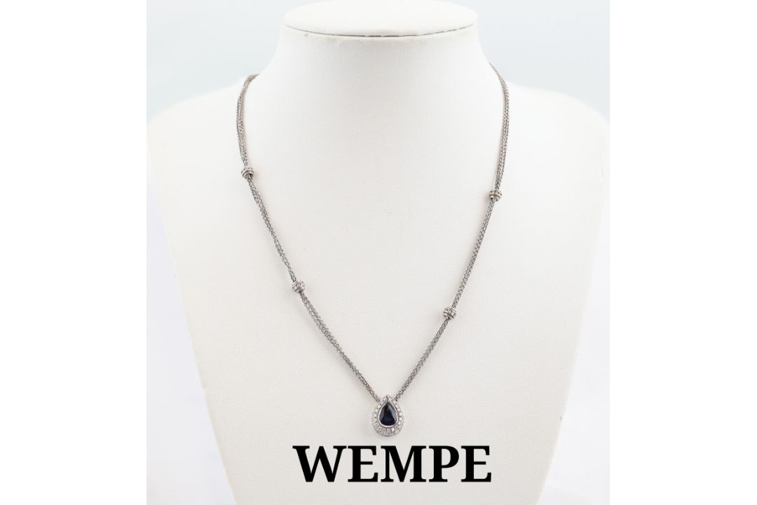 18 kt Gold WEMPE Saphir-Brillant-Collier, WG 750/000,