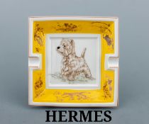 HERMES Aschenbecher, Porzellan, quadratische Grundform,
