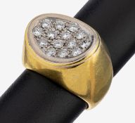 18 kt Gold Brillant-Ring, GG/WG 750/000, ovaler konkaver
