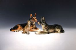 3 Keramikfiguren, Schäferhunde, Katzhütte Hertwig, Goebel