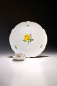 Tortenplatte und Mokkatasse mit Untertasse, Meissen,
