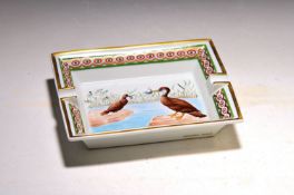Aschenbecher mit Vogelmalerei, Hermes, Frankreich,