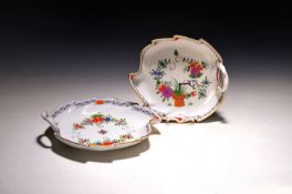 Zwei Blattschalen mit buntem Garbenmuster, Meissen, nach