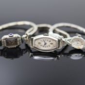 3 Art-Deco Damenarmbanduhren 2x in WG 585/000 und 1x 10k