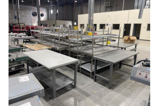Work Distrub Table Lot of (34) Steel Work Tables. HIT# 2551084. Warehouse. Asset Located ...