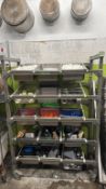 Mobile Bin Rack w/ Assorted Food Prep Accessories