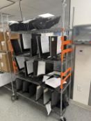 Rolling Wire Rack with Dell Monitors