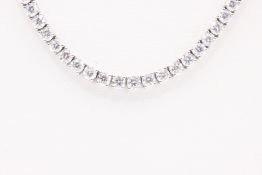 15.00ct Lab Grown Line Necklace D/F Colour VS1/VS2 Clarity Round Brilliant Cut - 9kt White Gold