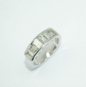 Natural 1.21ct Diamond Eternity Ring Emerald Cut H Colour VS2 Clarity - Platinum