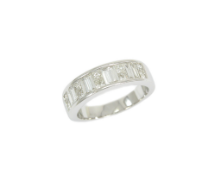 Natural 1.27ct Diamond Set Eternity Ring H Colour VS2 Clarity Princess and Baguette - 18k White Gold