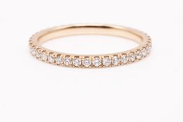 18K Rose Gold Full 40 Round Diamonds Wedding Band 0.40ct