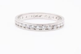 Natural 0.88ct Round Brilliant Cut Full Eternity Ring - 18k White Gold