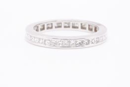 Natural 1.08ct Diamond Princess Cut Full Eternity Ring - 18k White Gold