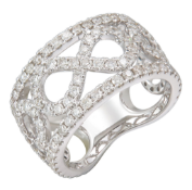 Natural 1.75ct Diamond Fancy Half Eternity Ring H Colour VS2 Clarity Round Brilliant-18kt White Gold