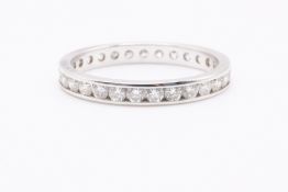 Natural 1.00ct Diamond Full Eternity Ring - 18k White Gold