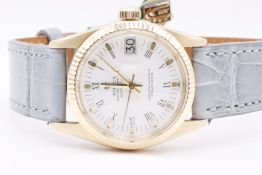 Rolex Date Just 1979 30mm Automatic White Roman - 18kt Yellow Gold - Leather Strap - Comes with Box