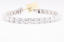 20.00ct Line Bracelet Lab Grown D/F Colour VS1/VS2 Round Brilliant Cut - 9kt White Gold