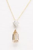 Natural 2.29ct Diamond Necklace SI1 & VS2 F & Fancy Orange Brown - 18kt White & Yellow Gold