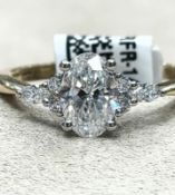18ct Yellow & White Oval Engagemet Ring with Accent Diamond Shoulders