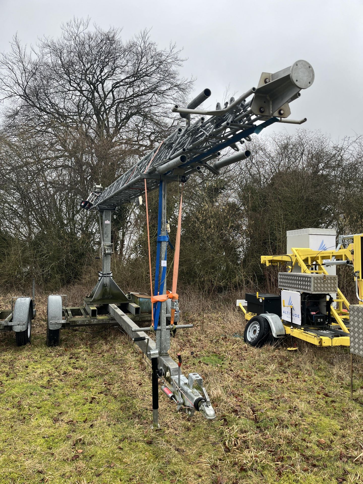 Versatower 30m Lattice Tower with Knott KRV20 Trailer with Warrior Winches Winch. LOCATION: Popham