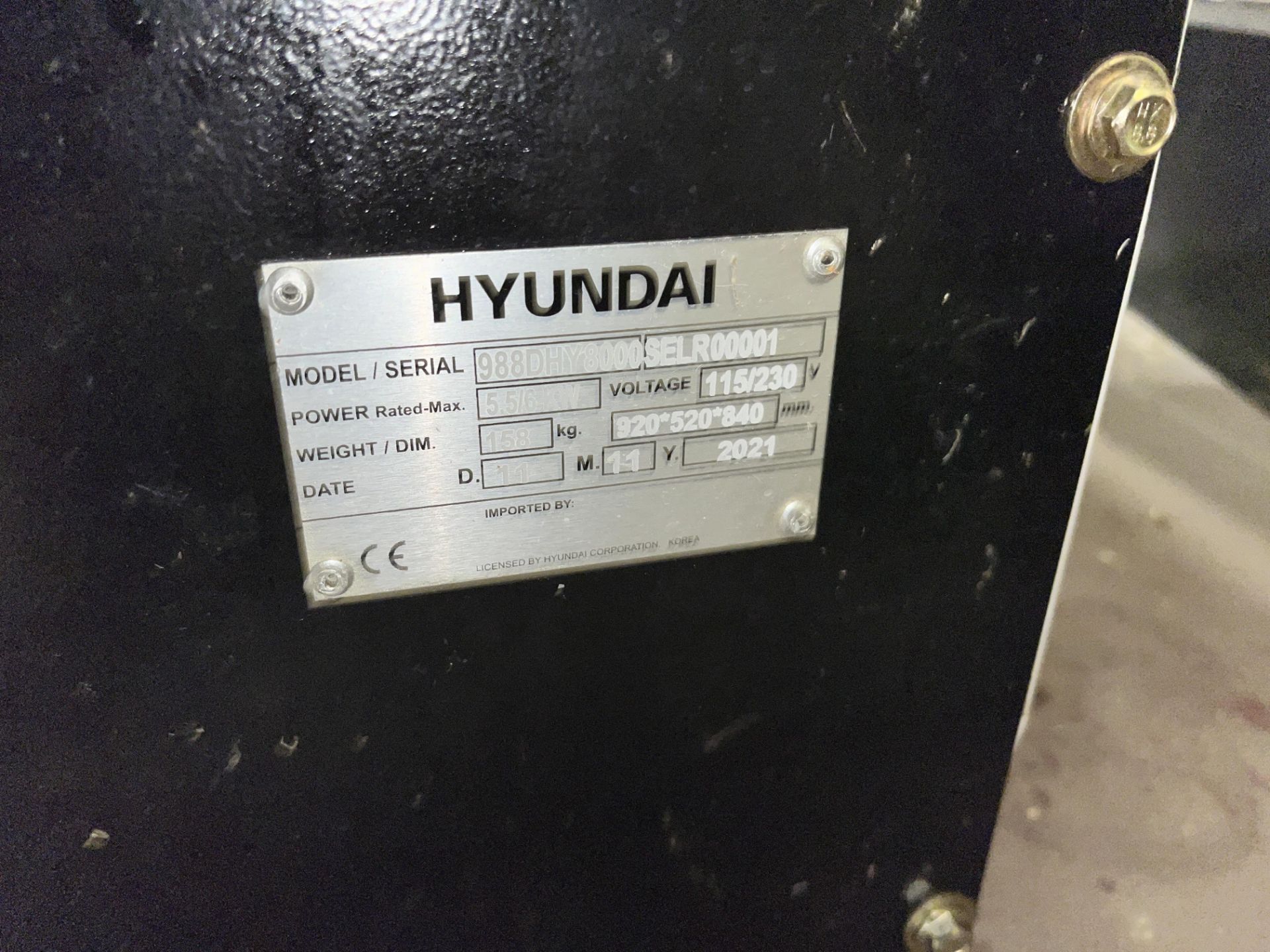 Hyundai DHY8000SELR Diesel Generator. LOCATION: Overton - Image 2 of 2