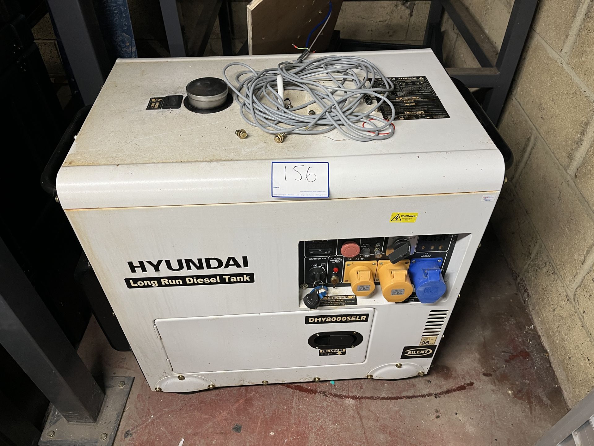 Hyundai DHY8000SELR Diesel Generator. LOCATION: Overton