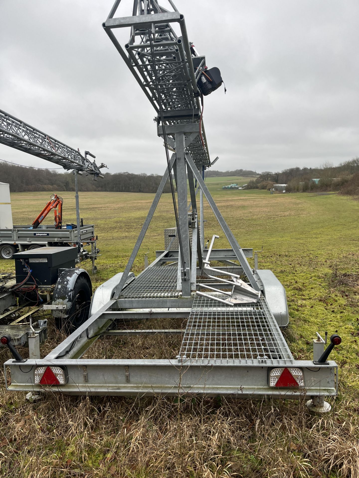 New Style 30m Lattice Mast on Bradley Alko HU3 HE Twin Axle Trailer with Fitted Warrior Winches Winc - Image 6 of 11
