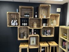 8 Section Wall-mounted Shelving Unit made with Wooden Crates