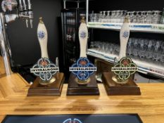 3 x Brass and Mahogany Handpull Beer Pump System