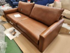 Light Brown Leather Upholstered 3-Seater Sofa