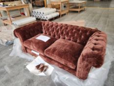 Chesterfield Style 2-Seater Auburn Sofa