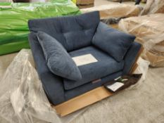 Aqua Navy Clean Chenille Snuggle Sofa