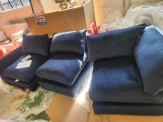 Navy Chenille 3-Seater Modular Sofa