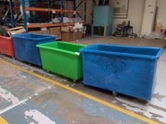 4: Mobile Bins (2 x Blue, 1 x Red, 1 x Green)
