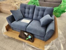 Aqua Navy Clean Chenille 2-Seater Sofa