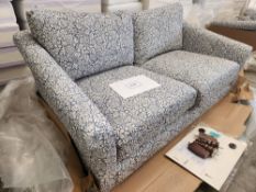 White and Navy Patterned 2-Seater Sofa