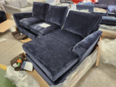 Navy Chenille 3-Seater Corner Sofa
