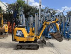 1: JCB 8008 0.8T Excavator. Serial No. 2866796 (2019) Hours: 951.4. Asset No.XL1910-5000 (Location: