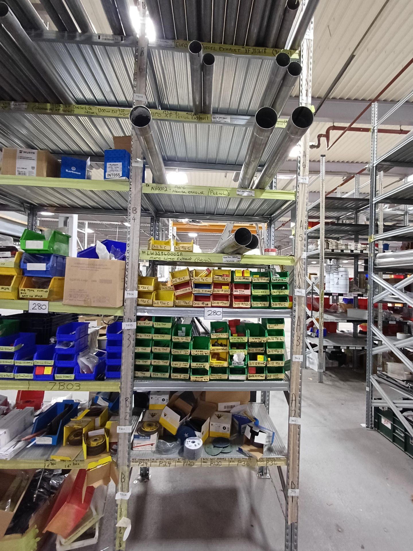 5, Bays of shelving to include contents consisting assorted fixings, drills, electrical spares and - Image 5 of 5