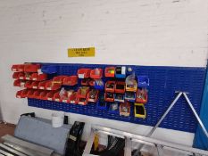1, Quantity of wall mounted Lin Bins including contents comprising assorted fixings as lotted