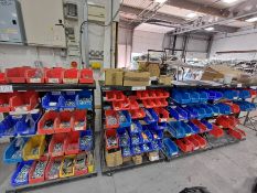 4, Clarke CSR94 Mobile Double Sided Storage Bin Racks & Contents comprising assorted fixings