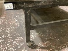1: 2m x 2.5m x 900mm high Mobile Work Table, steel frame with timber top surface
