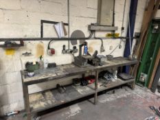 1: Workbench with Vanco vertical linishing machine