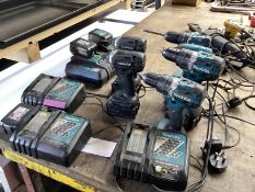 6: various drill/drivers with batteries and chargers, 18V