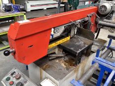 1: Bomar, Horizontal Hinge Type Bandsaw, Capacity 300mm Round, with a Manual Roller Infeed Table