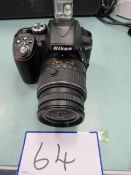 1: Nikon, DS300, Digital Camera with AFP NIKKOR 18-55mm Lens, Serial Number: 7485993 with Battery...