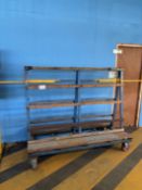 Mobile Steel Glass Rack, Pin Board, and Steel Trolley As Lotted