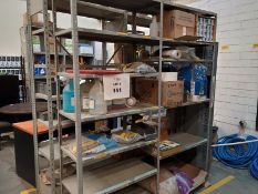 Lot of (3) racks with miscellaneous material