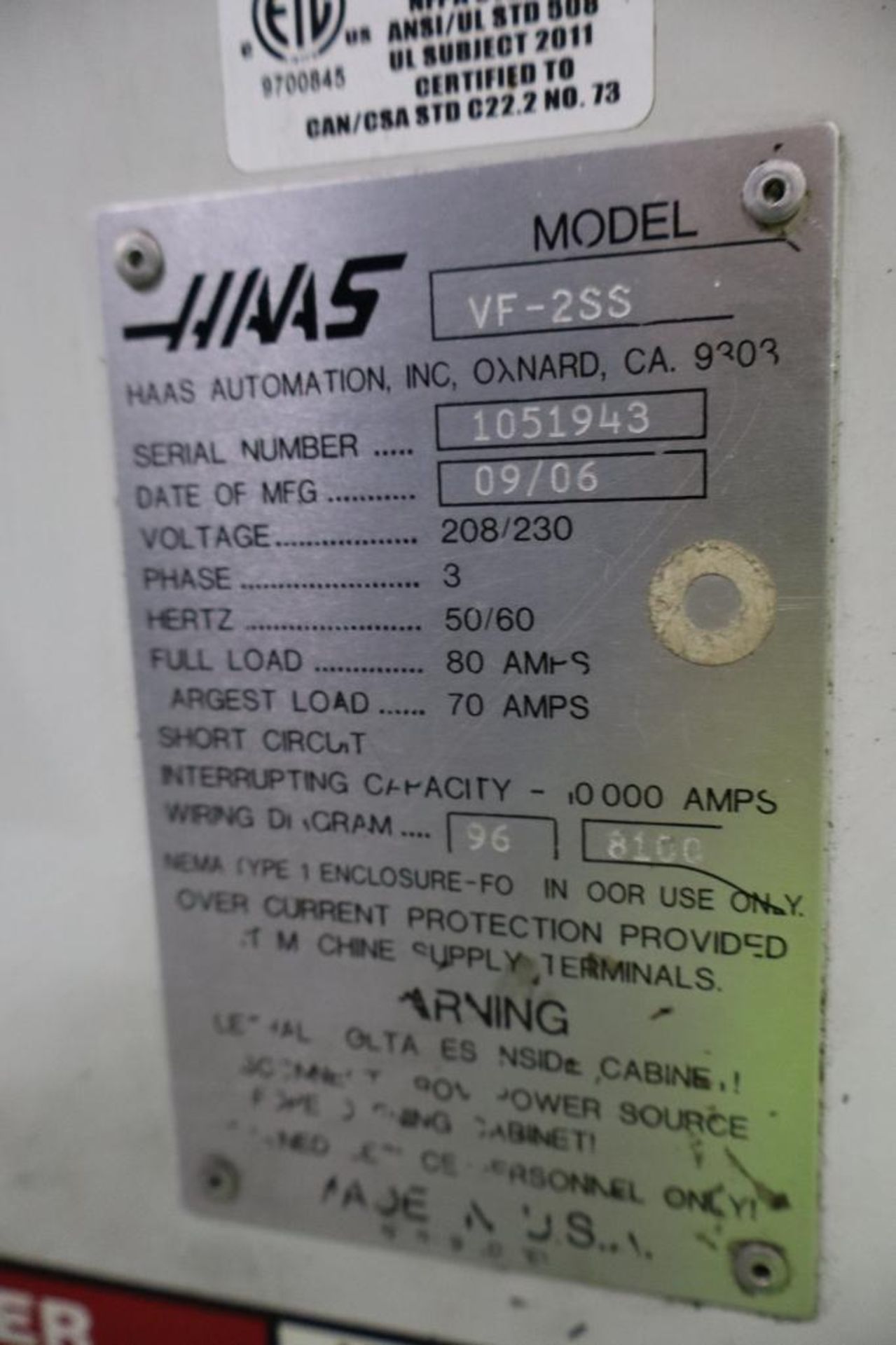 Haas VF-2SS Super CNC Vertical Machining Center S/N 1051943 - Image 7 of 7
